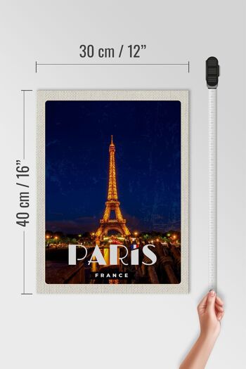 Panneau en bois voyage 30x40cm Paris France Tour Eiffel veilleuses 4