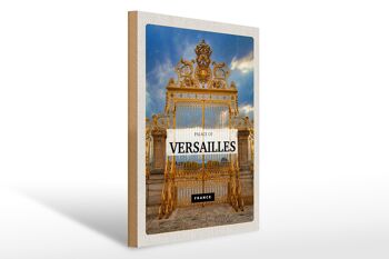 Panneau en bois voyage 30x40cm Château de Versailles France porte dorée 1
