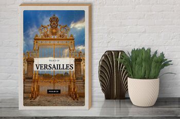 Panneau en bois voyage 30x40cm Château de Versailles France porte dorée 3