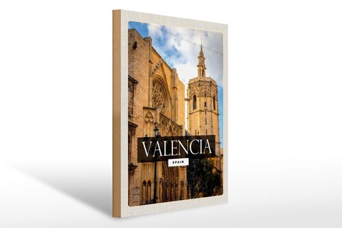 Holzschild Reise 30x40cm Valencia Spain Architektur Tourismus