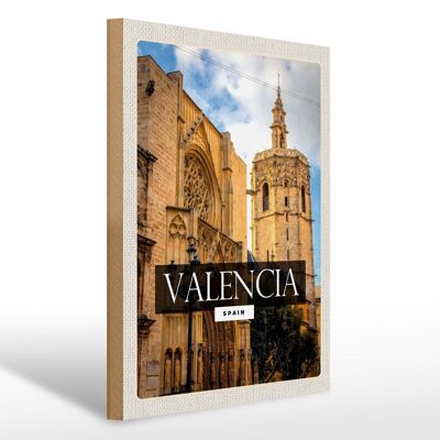 Cartello in legno da viaggio 30x40 cm Valencia Spagna architettura turismo