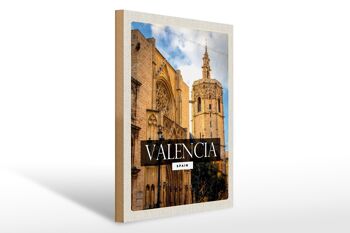 Panneau en bois voyage 30x40cm Valence Espagne architecture tourisme 1
