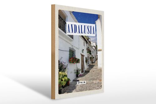 Holzschild Reise 30x40cm Andalusia Spain Altstadt Reiseziel