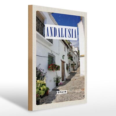 Wooden sign travel 30x40cm Andalusia Spain old town destination
