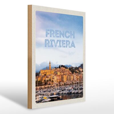 Cartel de madera viaje 30x40cm Riviera Francesa cuadro panorámico regalo