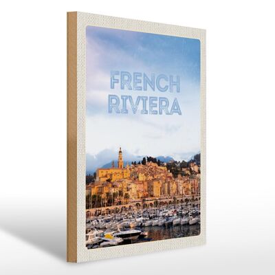 Holzschild Reise 30x40cm French Riviera Panorama Bild Geschenk