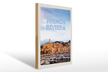 Panneau en bois voyage 30x40cm Côte d'Azur photo panoramique cadeau 1