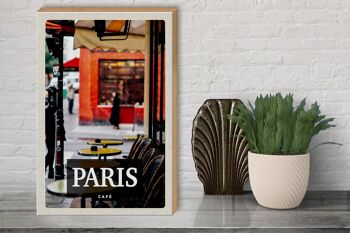 Panneau en bois voyage 30x40cm Paris Café Restaurant destination de voyage 3