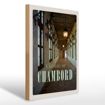 Panneau en bois voyage 30x40cm Château de Chambord cadeau château