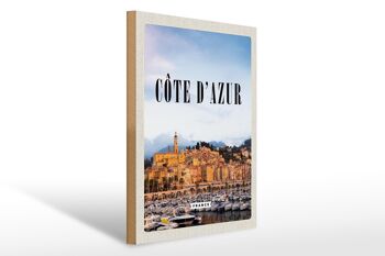 Panneau en bois voyage 30x40cm Côte d'Azur France photo panoramique 1