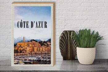 Panneau en bois voyage 30x40cm Côte d'Azur France photo panoramique 3