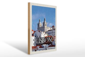 Panneau en bois voyage 30x40cm Lisbonne Portugal architecture destination de voyage 1