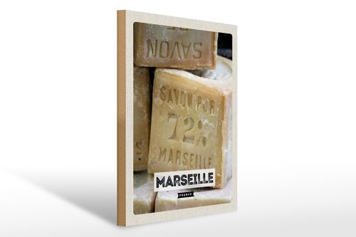 Holzschild Reise 30x40cm Marseille France Savon pur 72%