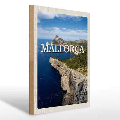 Cartel de madera viaje 30x40cm Mallorca España mar montañas retro