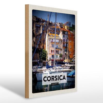 Holzschild Reise 30x40cm Corsica France Urlaubsort Geschenk