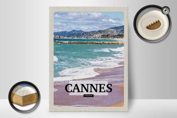 Panneau en bois voyage 30x40cm Cannes France mer plage cadeau 2