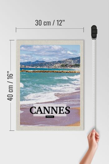 Panneau en bois voyage 30x40cm Cannes France mer plage cadeau 4