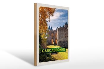 Panneau en bois voyage 30x40cm Carcassonne France destination de voyage vacances 1