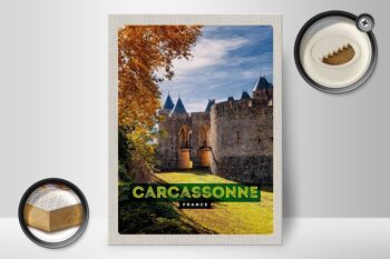 Panneau en bois voyage 30x40cm Carcassonne France destination de voyage vacances 2