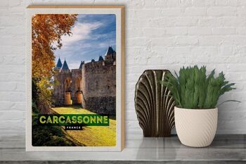 Panneau en bois voyage 30x40cm Carcassonne France destination de voyage vacances 3