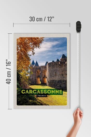 Panneau en bois voyage 30x40cm Carcassonne France destination de voyage vacances 4