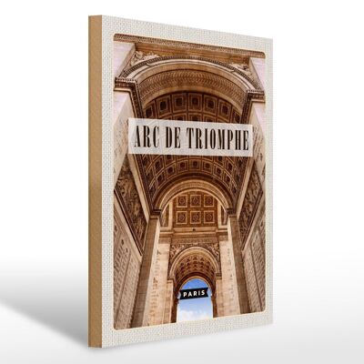 Cartello da viaggio in legno 30x40 cm Arco di Trionfo Parigi dal basso