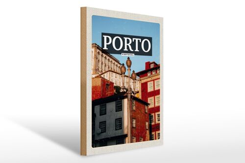 Holzschild Reise 30x40cm Porto Portugal Altstadt Tourismus