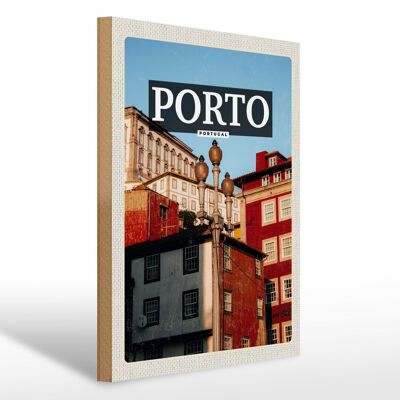 Cartel de madera viaje 30x40cm Porto Portugal casco antiguo turismo