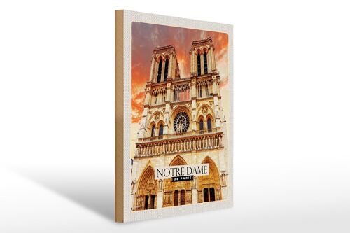 Holzschild Reise 30x40cm Notre-Dame de Paris Architektur Kunst