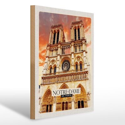 Holzschild Reise 30x40cm Notre-Dame de Paris Architektur Kunst