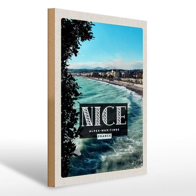 Cartello in legno da viaggio 30x40 cm Luogo di vacanza Nizza Alpi Marittime Francia