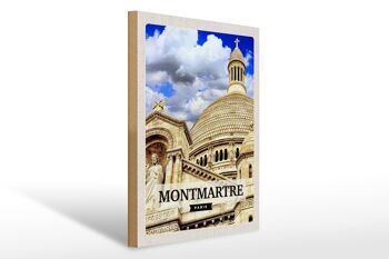 Panneau en bois voyage 30x40cm Montmartre Paris architecture cadeau 1