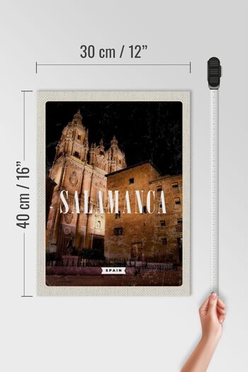 Panneau en bois voyage 30x40cm Salamanque Espagne architecture nuit 4