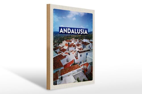 Holzschild Reise 30x40cm Andalusia Spain Panorama Tourismus