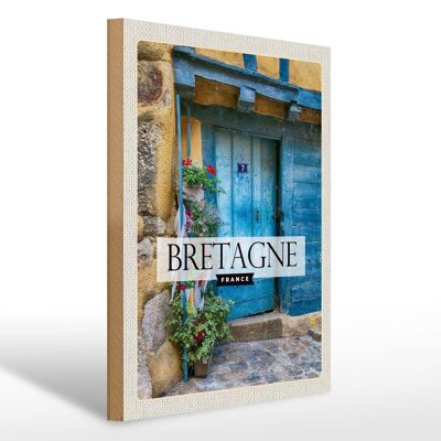 Wooden sign travel 30x40cm Brittany France wooden door 7 gift