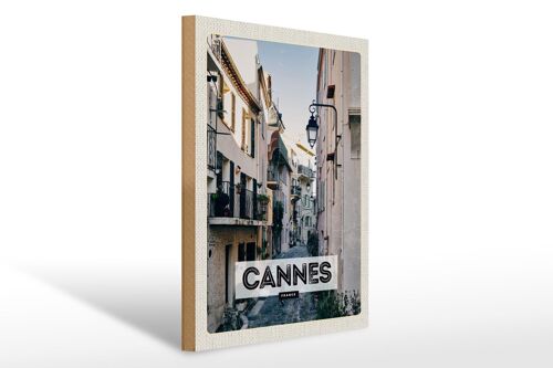 Holzschild Reise 30x40cm Cannes France Architektur Straï¿½e