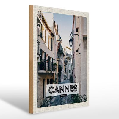 Cartello in legno da viaggio 30x40 cm Cannes Francia architettura strada
