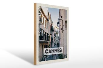 Panneau en bois voyage 30x40cm Cannes France architecture rue 1