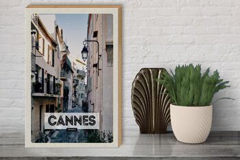 Panneau en bois voyage 30x40cm Cannes France architecture rue 3