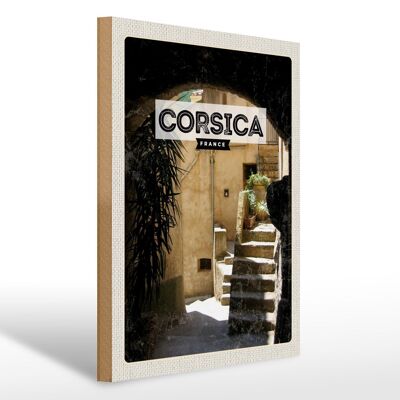 Cartello in legno da viaggio 30x40 cm Corsica Francia architettura luogo di vacanza