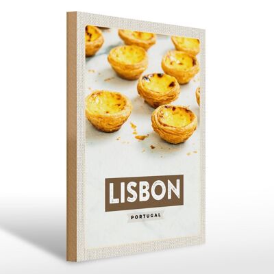 Cartel de madera viaje 30x40cm regalo queso Lisboa Portugal