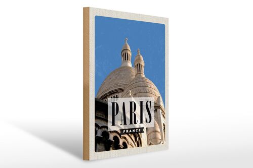 Holzschild Reise 30x40cm Paris France Architektur