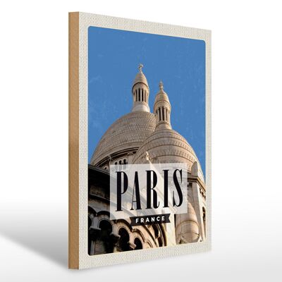 Cartel de madera viaje 30x40cm París Francia arquitectura