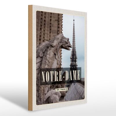 Panneau en bois voyage 30x40cm Destination voyage Notre-Dame de Paris