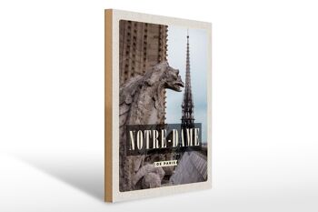 Panneau en bois voyage 30x40cm Destination voyage Notre-Dame de Paris 1