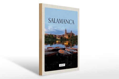 Holzschild Reise 30x40cm Salamanca Spain Retro