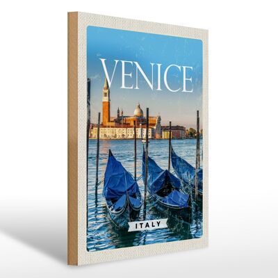 Cartel de madera viaje 30x40cm Venecia Italia Retro