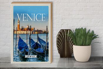 Panneau en bois voyage 30x40cm Venise Italie Rétro 3