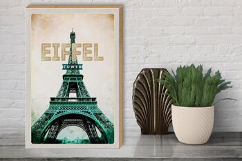 Panneau en bois voyage 30x40cm Tour Eiffel rétro tourisme 3