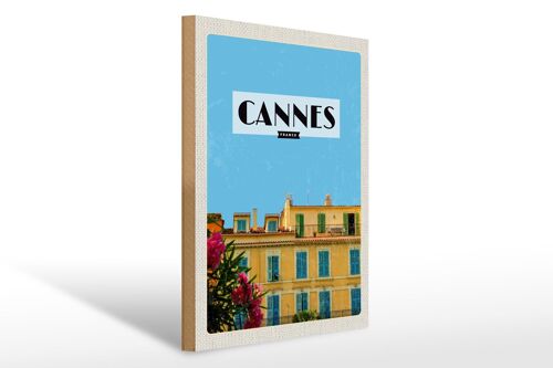 Holzschild Reise 30x40cm Cannes France Frankreich Tourismus